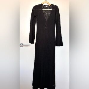 Black Knit Cover Up Maxi Dress